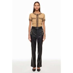 Derek Lam Collective Black Leather Sailor Wide Leg Pants Size 16 High Waisted